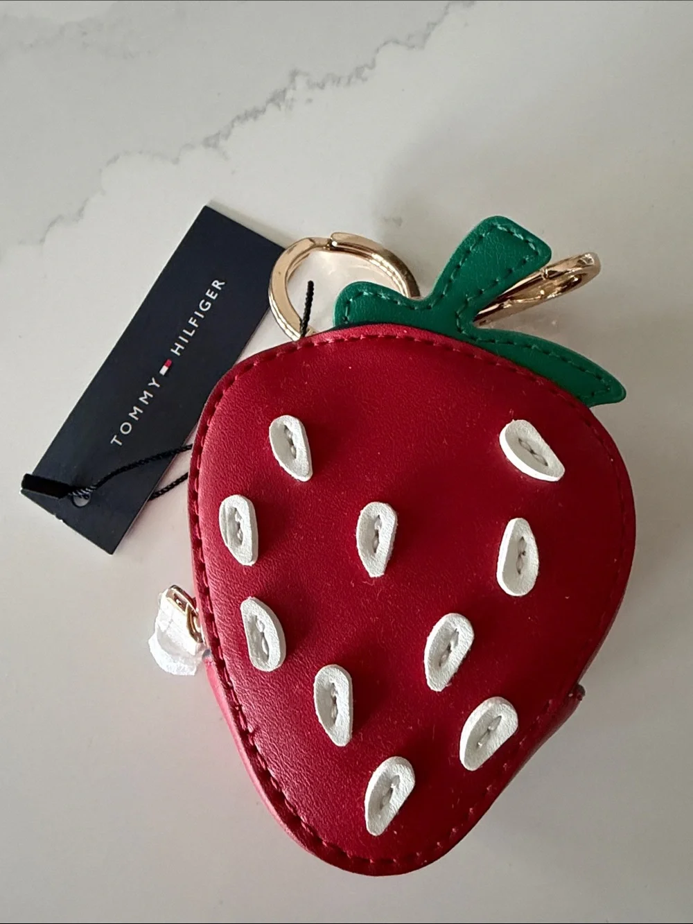 Tommy Hilfiger Red & Green Strawberry Keychain Coin Purse/ Bag Charm